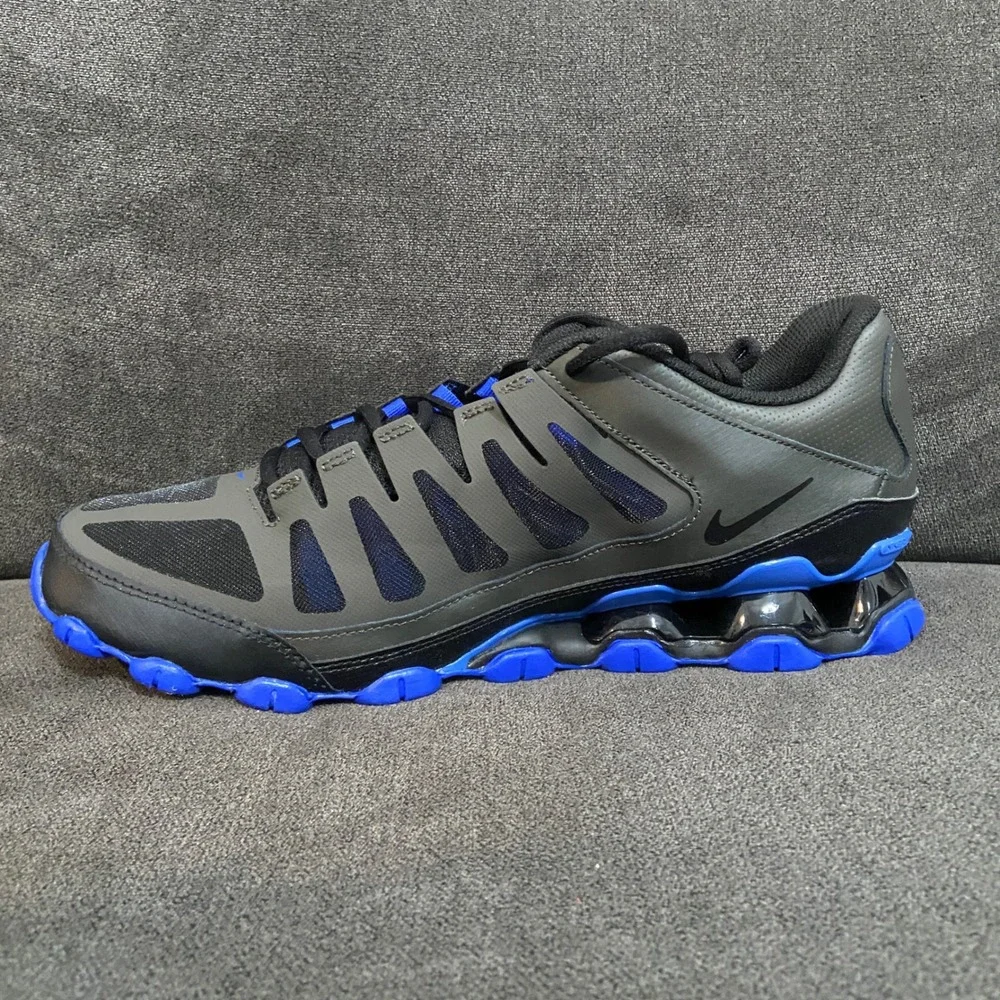 Nike Reax 8 TR Mesh Mens 10 Newsprint Black Racer Blue Training Shoes 621716-012